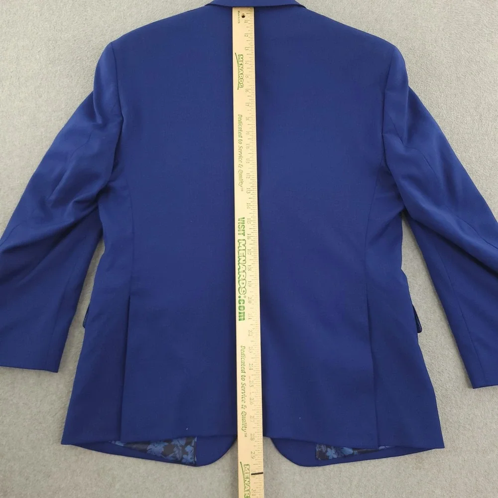 Jos A Bank Suit Jacket Mens 40S Blue Solid Wool Stretch Custom Made Blazer